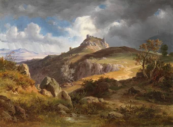 Blick auf die Ruinen von Canossa